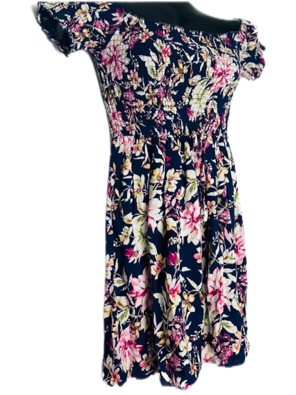 *NWT Xhilaration Navy Floral Off-Shoulder Mini Dress
